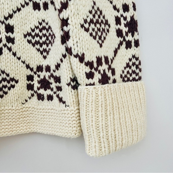 American Eagle Outfitters AEO Hand Knit Lambswool Sweater Cream Ivory Large - Picture 4 of 6